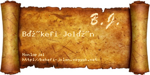 Békefi Jolán névjegykártya